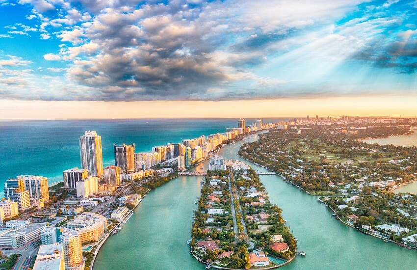 Aerial view of Miami Beach