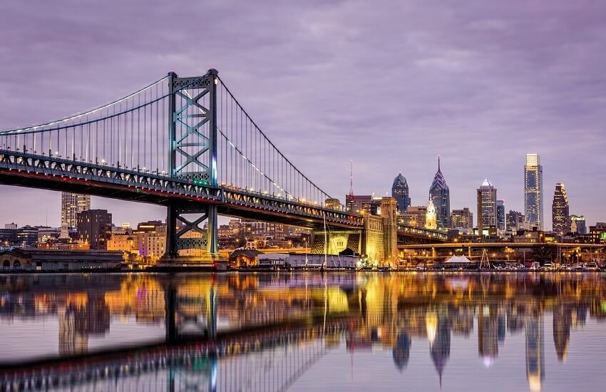 Ben Franklin bridge and Philadelphia skyline