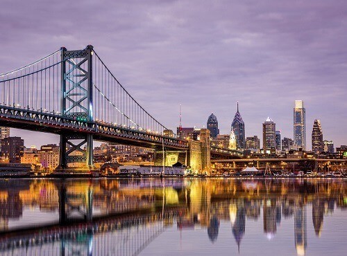 Ben Franklin bridge and Philadelphia skyline