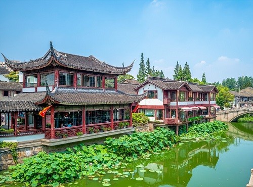 Landscape of Qibao Old Town in Shanghai,