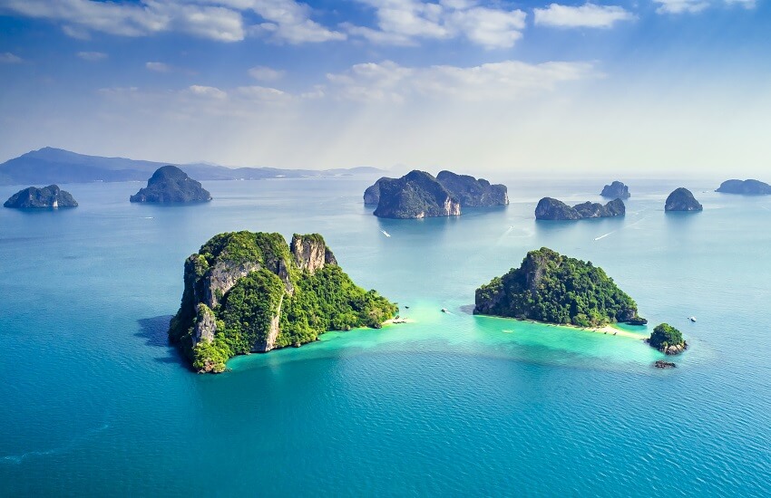 Scattered islands including Ko Phakbia in Krabi Thailand